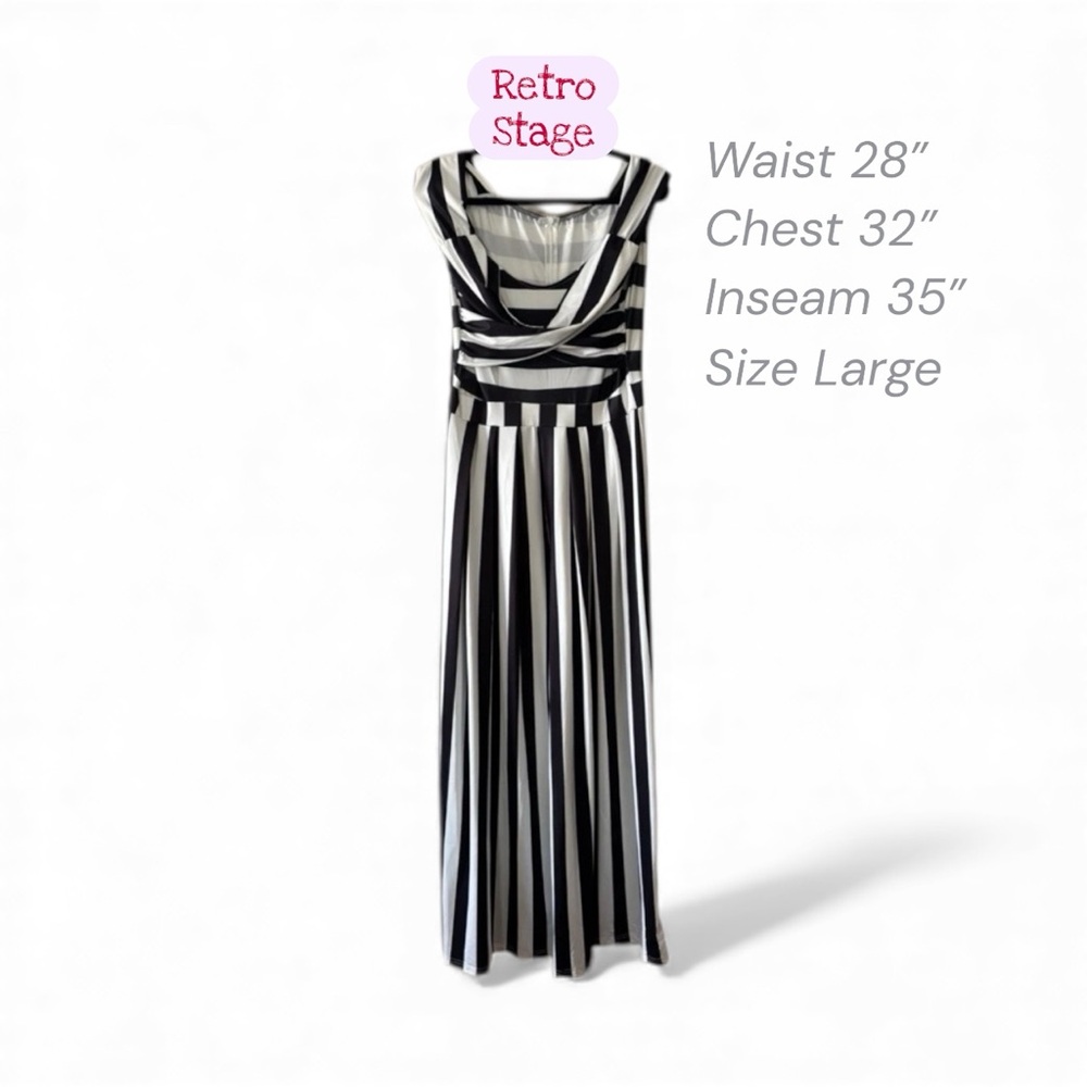 Chic Striped Black and White Jumpsuit/romper by Retro Stage size large